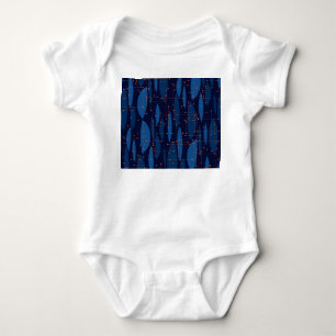 Mid-Century Blue Atomic Seamless Pattern Baby Bodysuit