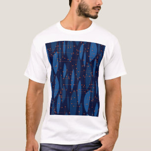 Mid-Century Blue Atomic Seamless Pattern T-Shirt