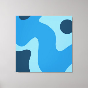 Mid Century Blue Deep Water Abstract Design Canvas Print