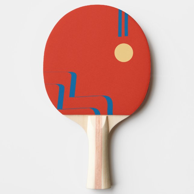 Mid Century Blue Line, Art of Lines, Art Abstract Ping Pong Paddle (Front)