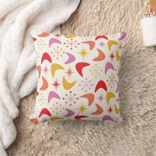 Mid Century Boomerang with Colourful  Starbursts  Cushion