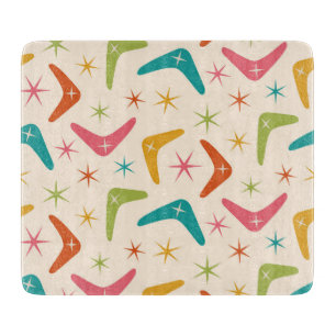 Mid Century Boomerang with Retro starbursts  Cutting Board