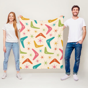 Mid Century Boomerang with Retro Starbursts  Fleece Blanket