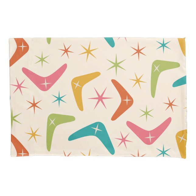 Mid Century Boomerang with Retro Starbursts  Pillowcase (Front)