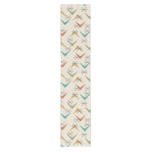 Mid Century Boomerangs Starbursts Multicolored Short Table Runner