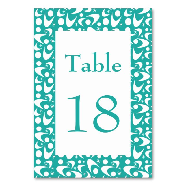 Mid Century Boomerangs Table Number (Front)