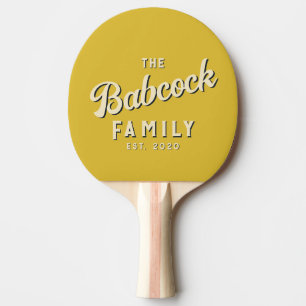 Mid-Century Burnt Lemon Retro Family Name & Year Ping Pong Paddle