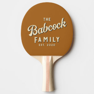 Mid-Century Burnt Sand Retro Family Name & Year Ping Pong Paddle
