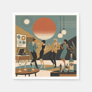Mid Century California Vibes Martini Dance Party Napkin