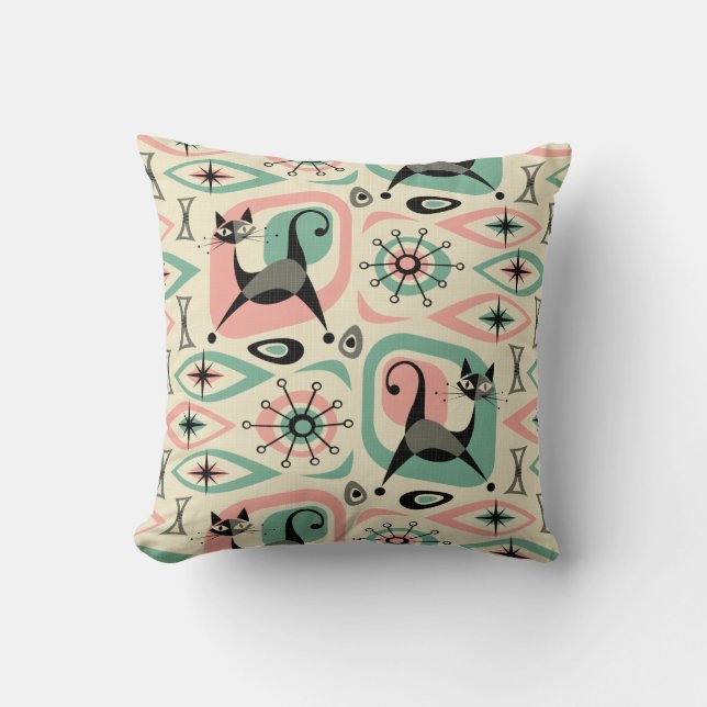 Mid Century Cat Abstract Cushion (Front)