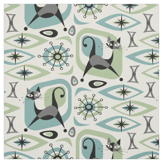 Mid Century Cat Abstract Fabric (Swatch)
