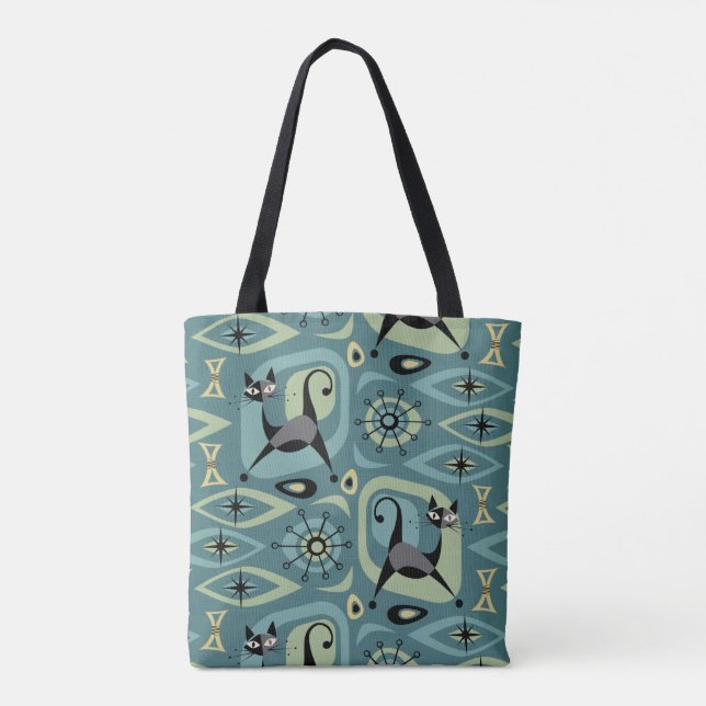 Mid Century Cat Abstract Tote Bag (Back)