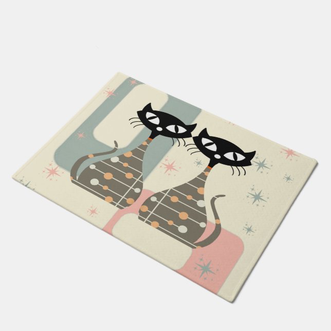 Mid Century Cat Mid-Century Modern Doormat (Angled)