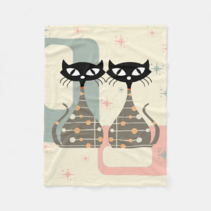 Mid Century Cat Mid-Century Modern Fleece Blanket