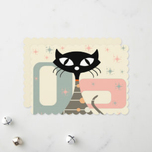 Mid Century Cat Mid-Century Modern Holiday Card