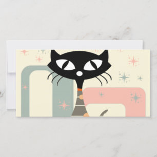 Mid Century Cat Mid-Century Modern Holiday Card