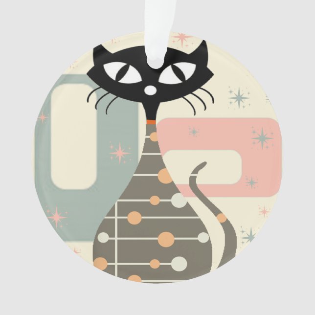Mid Century Cat Mid-Century Modern Ornament (Front)