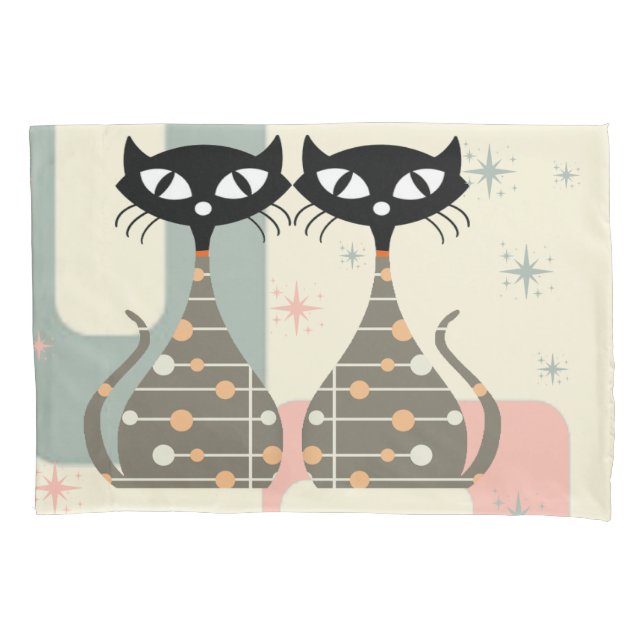 Mid Century Cat Mid-Century Modern Pillowcase (Front)