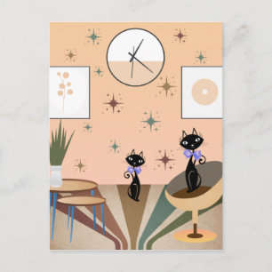 Mid Century Cat Mid-Century Modern Postcard