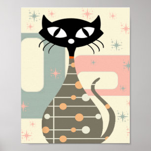 Mid Century Cat Mid-Century Modern Poster