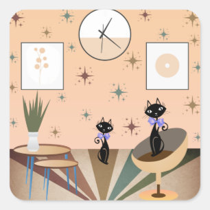 Mid Century Cat Mid-Century Modern Square Sticker