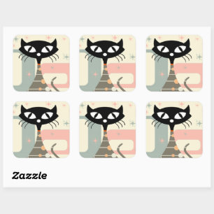 Mid Century Cat Mid-Century Modern Square Sticker