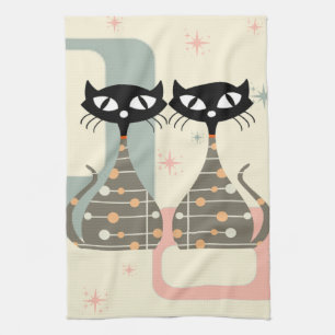 Mid Century Cat Mid-Century Modern Tea Towel