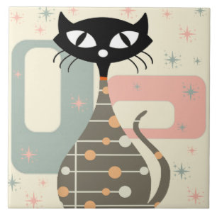 Mid Century Cat Mid-Century Modern Tile