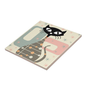 Mid Century Cat Mid-Century Modern Tile