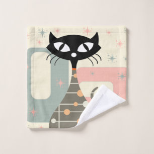 Mid Century Cat Mid-Century Modern Wash Cloth