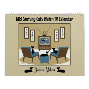 Mid Century Cats Watch TV Calendar
