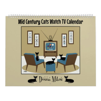 Mid Century Cats Watch TV Calendar