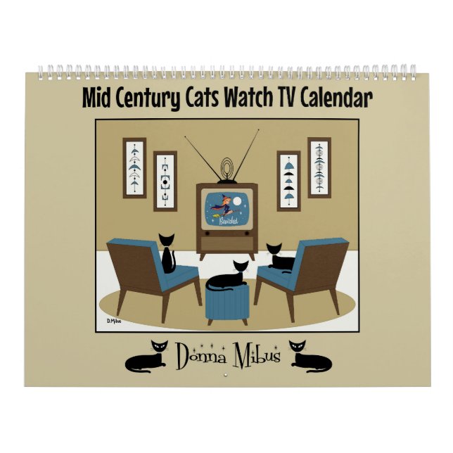 Mid Century Cats Watch TV Calendar (Cover)