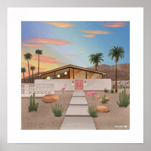 Mid-century Century Modern Flamingo Print