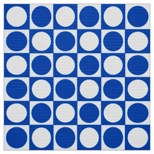 Mid-Century Chequerboard - cobalt and white Fabric