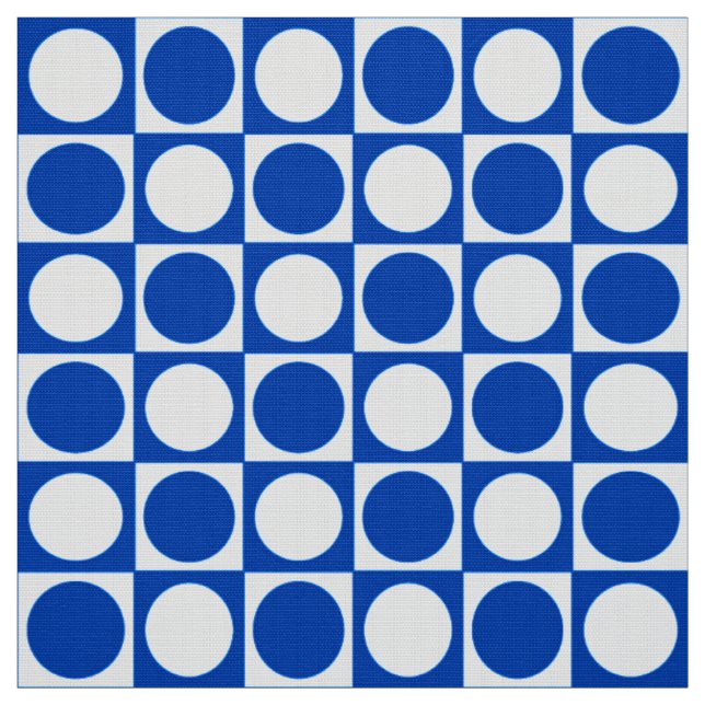 Mid-Century Chequerboard - cobalt and white Fabric (Swatch)
