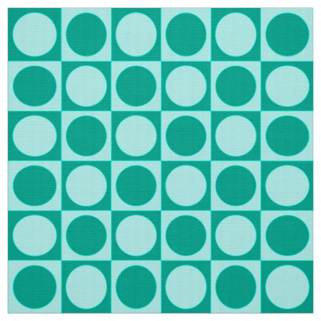 Mid-Century Chequerboard - turquoise & aqua Fabric (Swatch)