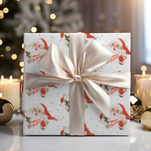 Mid Century Christmas Caroling Santa Claus  Wrapping Paper