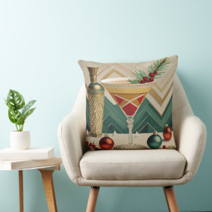 Mid Century Christmas Cocktail Party Happy Hour Cushion