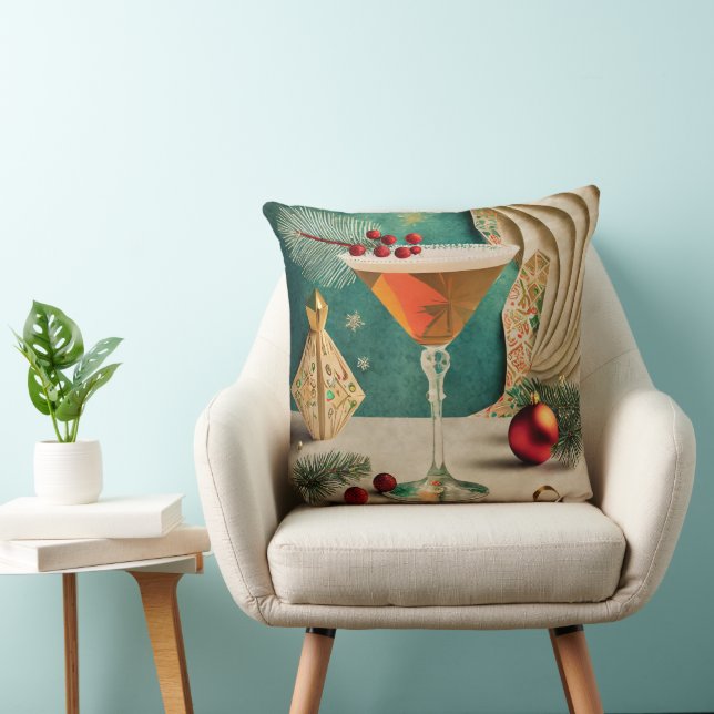 Mid Century Christmas Cocktail Party Happy Hour Cushion (Chair)