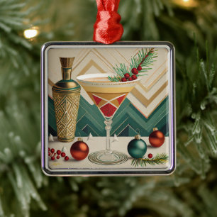 Mid Century Christmas Cocktail Party Happy Hour Metal Tree Decoration