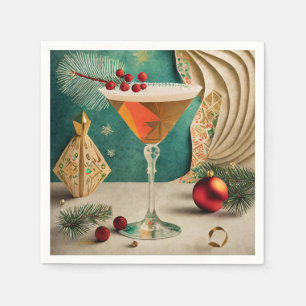 Mid Century Christmas Cocktail Party Happy Hour Napkin