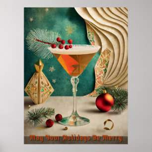 Mid Century Christmas Cocktail Party Happy Hour Poster