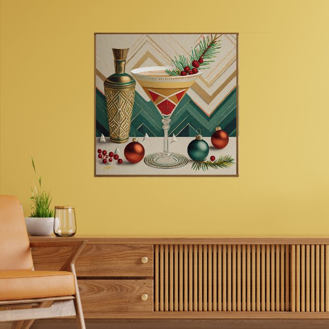 Mid Century Christmas Cocktail Party Happy Hour Poster (Living Room 2)
