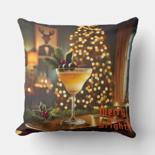 Mid Century Christmas Merry & Bright Cocktail Cushion