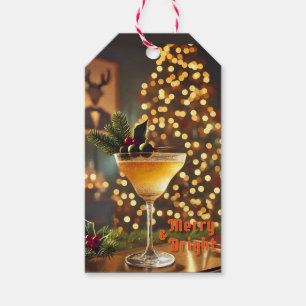 Mid Century Christmas Merry & Bright Cocktail Gift Tags