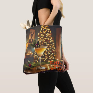 Mid Century Christmas Merry & Bright Cocktail Tote Bag