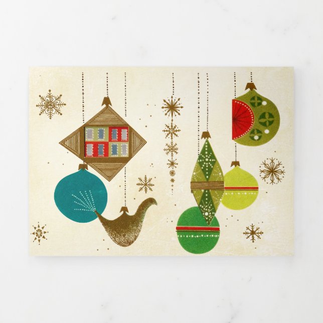 Mid-Century Christmas Retro-Glam Tri-Fold Holiday Card (Cover)