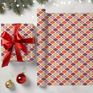 Mid-Century Christmas Snowflake Ornament Wrapping Paper