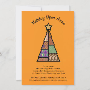 Mid-century Christmas Tree Holiday Open House Invitation